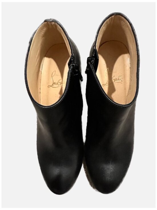 Christian Louboutin Belle Leather Red-Sole Ankle Booties Black Classic - Picture 2 of 9